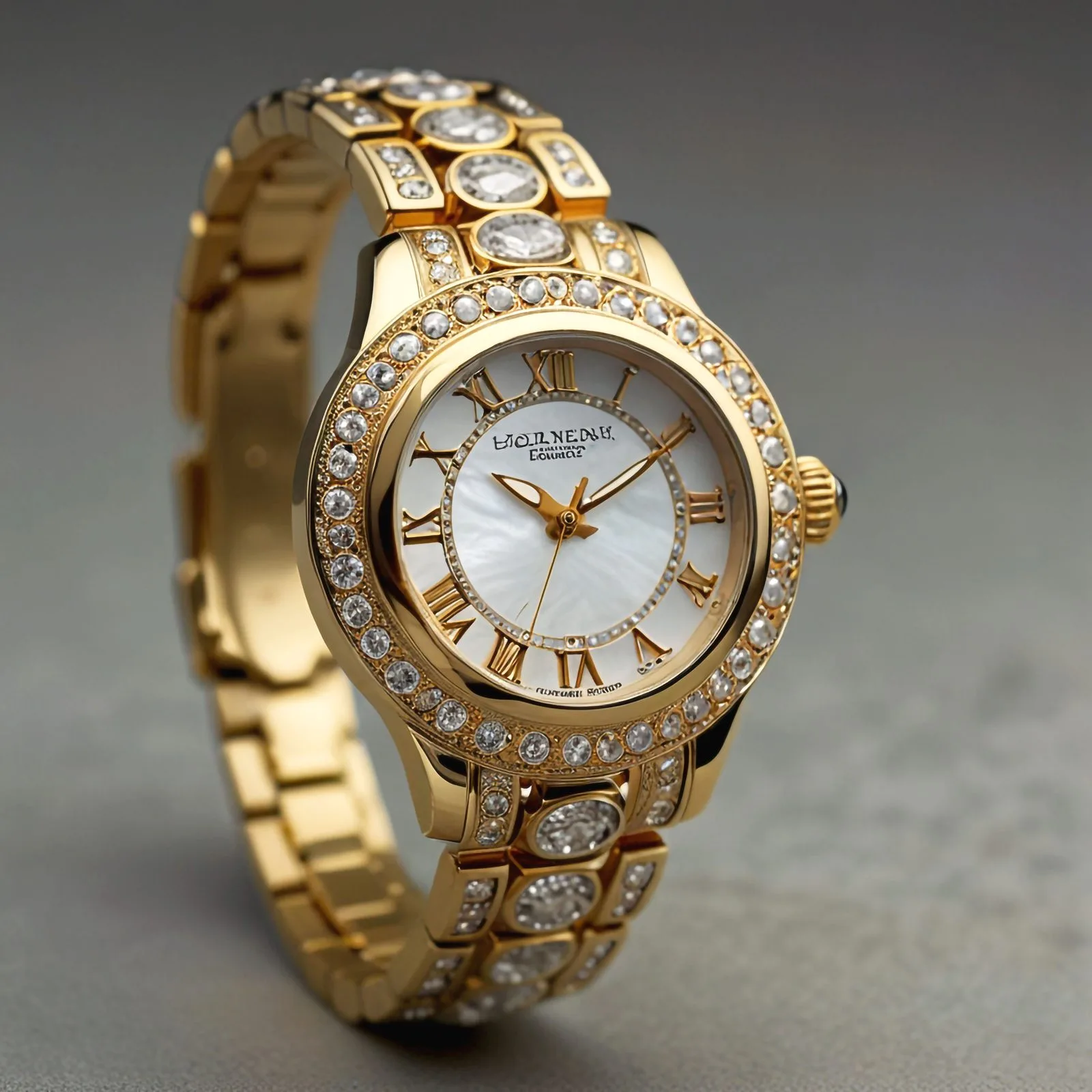 Goldene Damenuhr mit Diamantbesatz